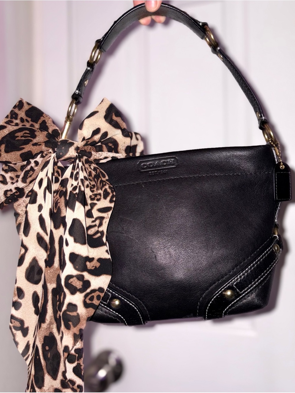 Vintage coach Mini carly hobo black leather bag